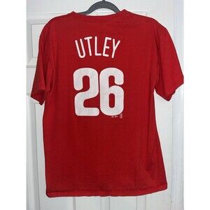 Chase Utley Philadelphia Phillies #26 Majestic T-Shirt Men’s Medium Red MLB Tee